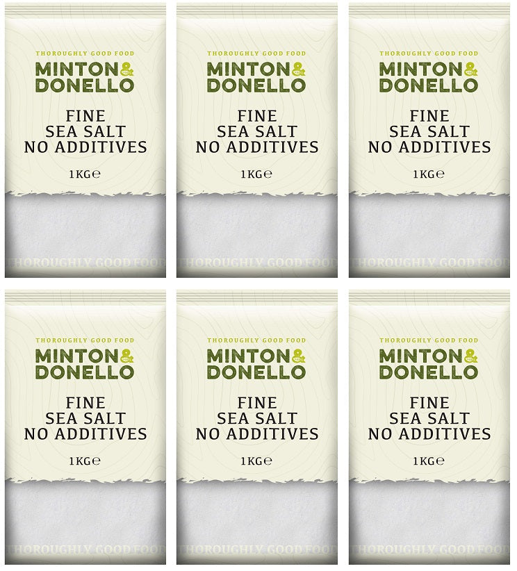 6 x Minton & Donello Fine Sea Salt No Additives - 1000g
