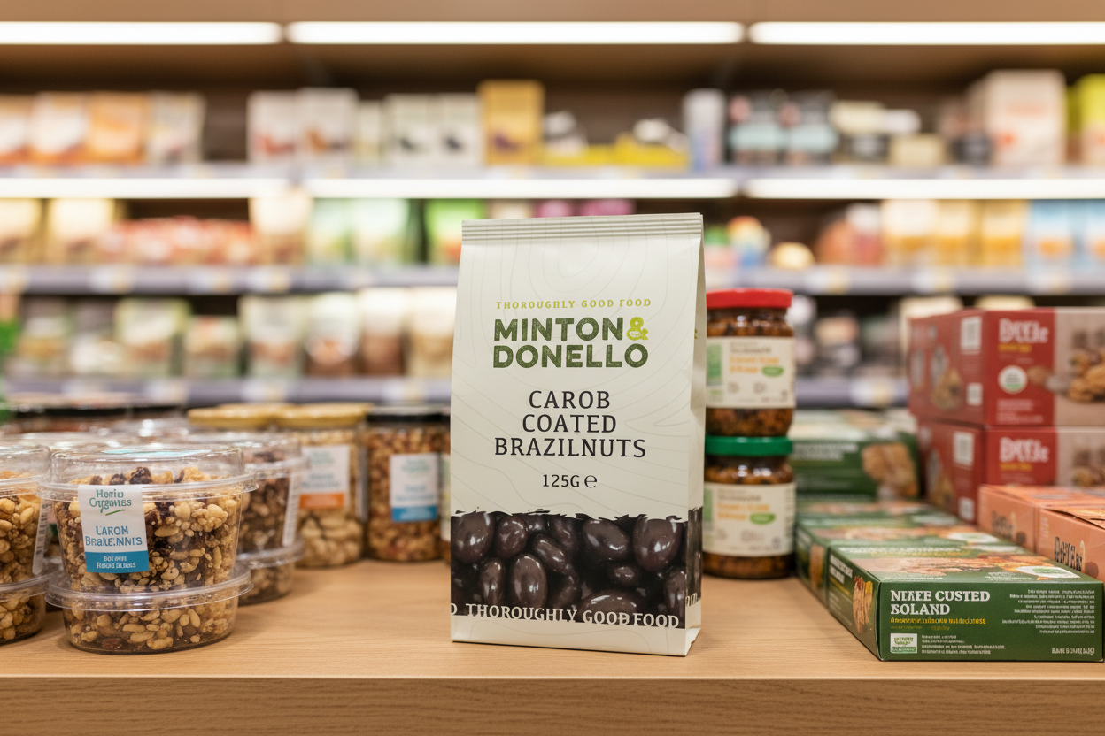 6 x Minton & Donello Carob Coated Brazilnuts - 125g