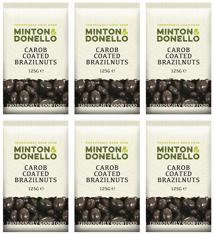 6 x Minton & Donello Carob Coated Brazilnuts - 125g