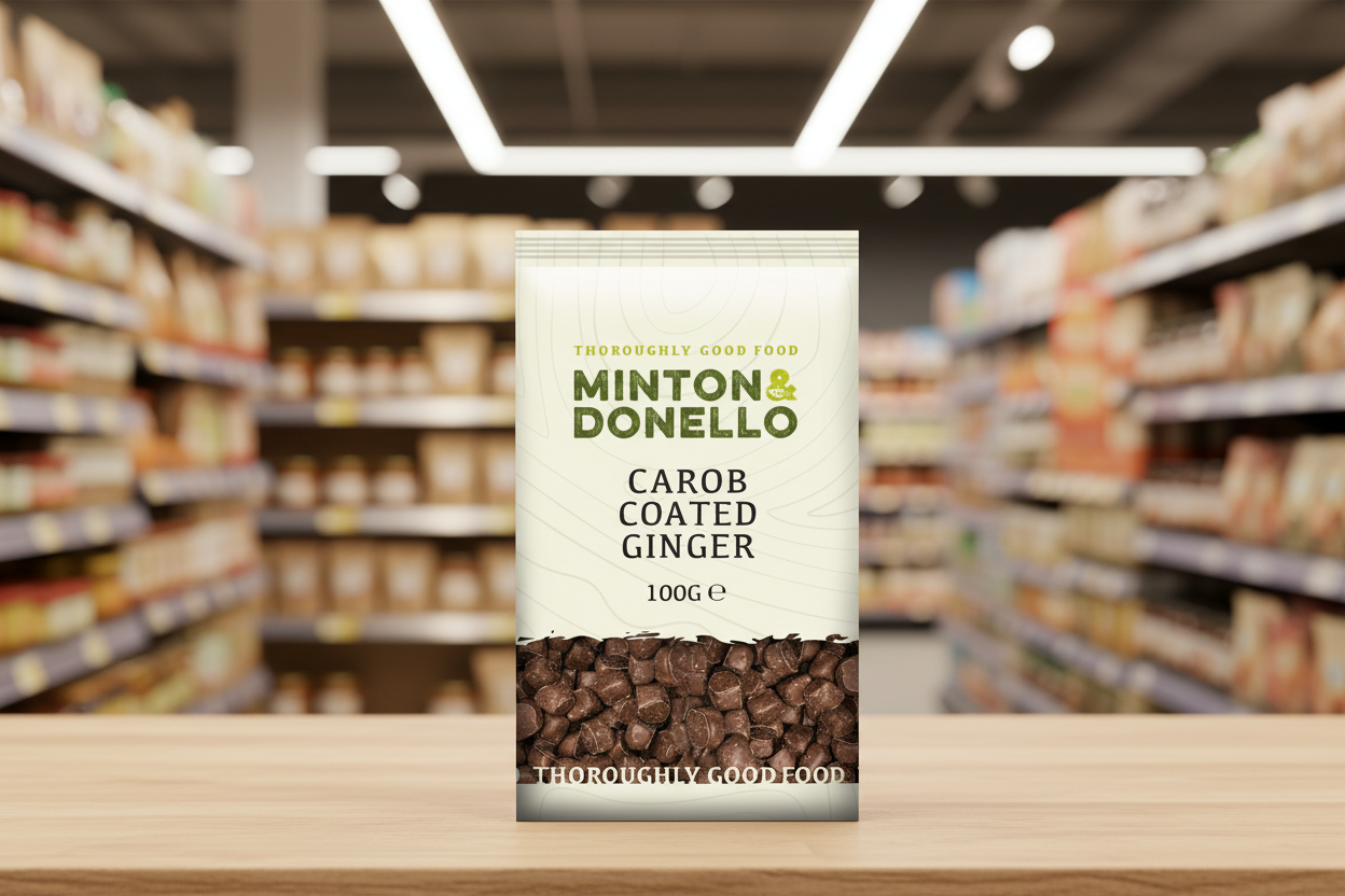 6 x Minton & Donello Carob Coated Ginger - 100g
