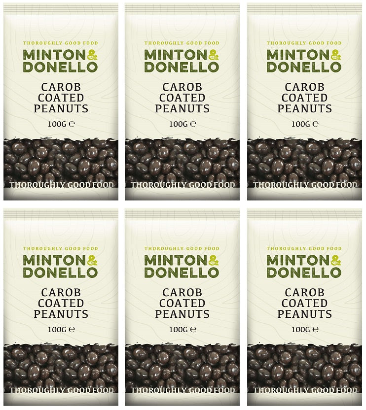6 x Minton & Donello Carob Coated Peanuts - 100g