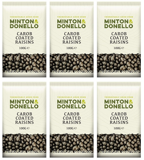 6 x Minton & Donello Carob Coated Raisins - 100g