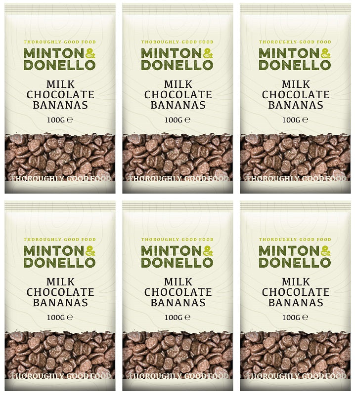 6 x Minton & Donello Milk Chocolate Bananas - 100g