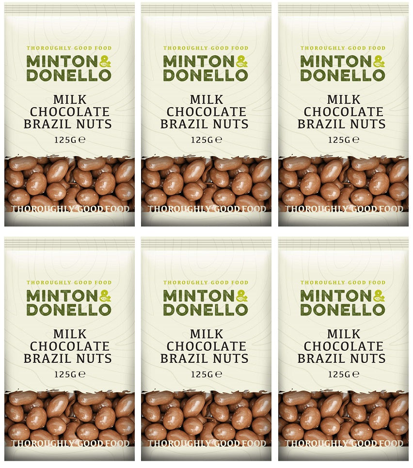 6 x Minton & Donello Milk Chocolate Brazils - 125g