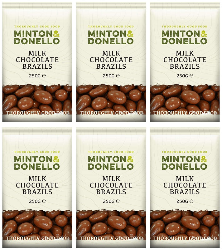6 x Minton & Donello Milk Chocolate Brazils - 250g