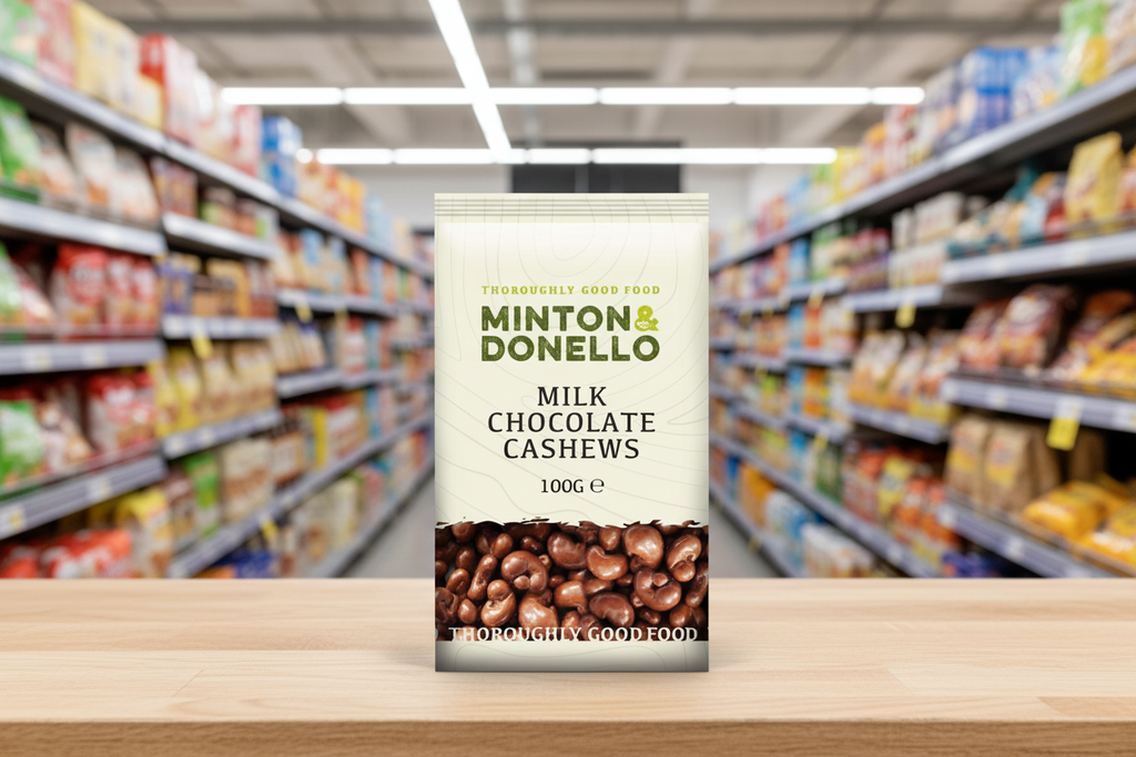 6 x Minton & Donello Milk Chocolate Cashews - 100g