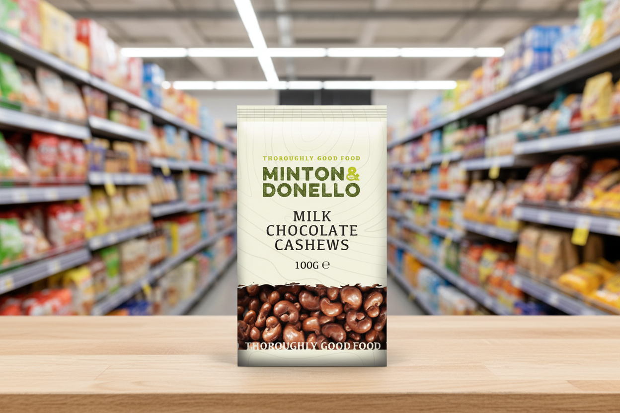 6 x Minton & Donello Milk Chocolate Cashews - 100g