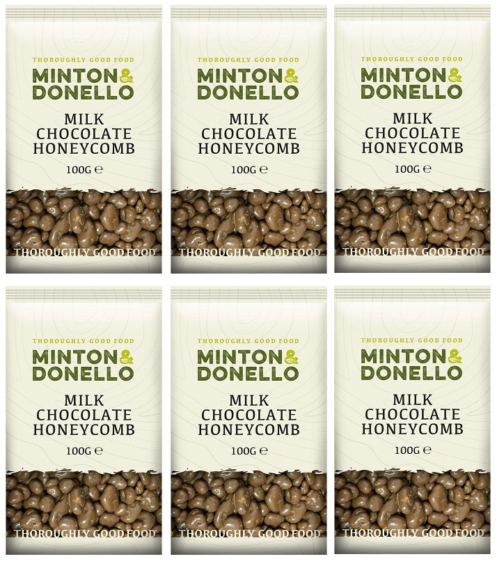 6 x Minton & Donello Milk Chocolate Honeycomb - 100g