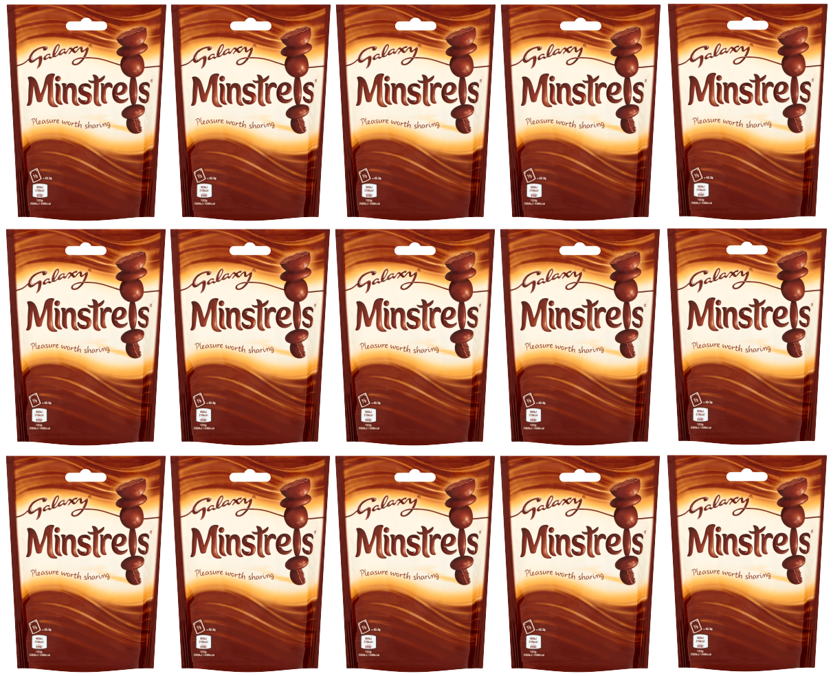 15 x Galaxy Minstrels Chocolate Pouch Bag 118g