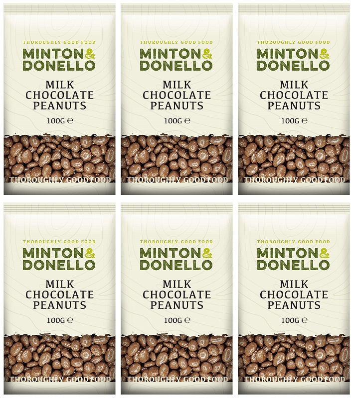 6 x Minton & Donello Milk Chocolate Peanuts - 100g