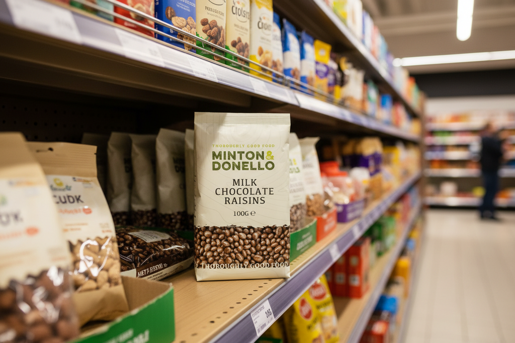 6 x Minton & Donello Milk Chocolate Raisins - 100g