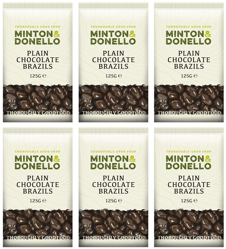 6 x Minton & Donello Plain Chocolate Brazils - 125g