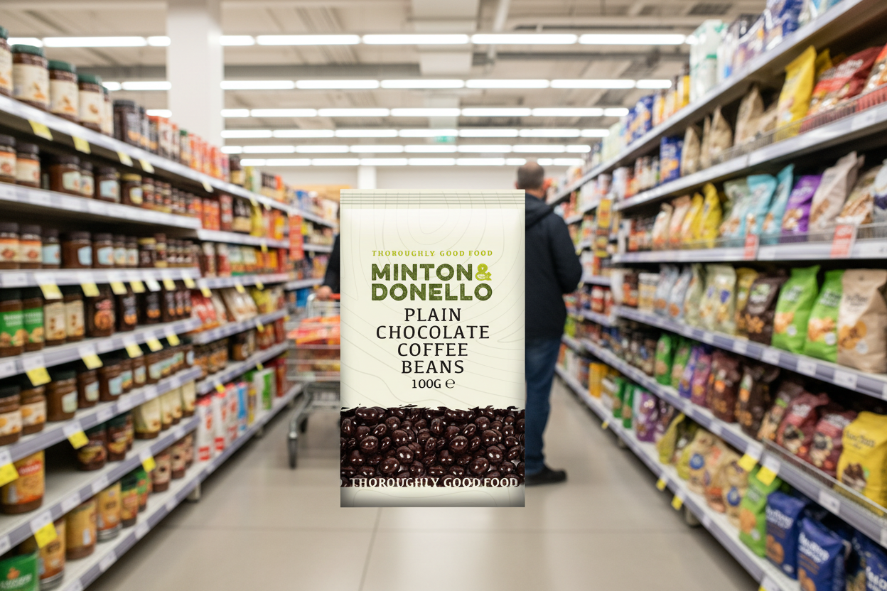 6 x Minton & Donello Plain Chocolate Coffee Beans - 100g