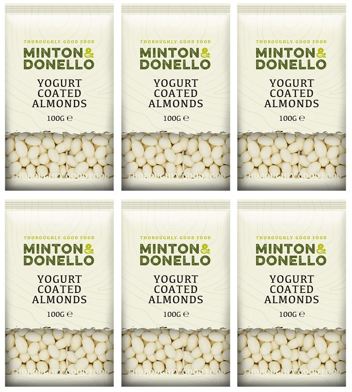 6 x Minton & Donello Yogurt Coated Almonds - 100g
