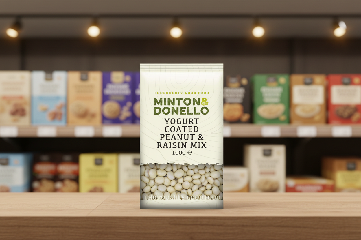 6 x Minton & Donello Yogurt Coated Peanut & Raisin Mix - 100g