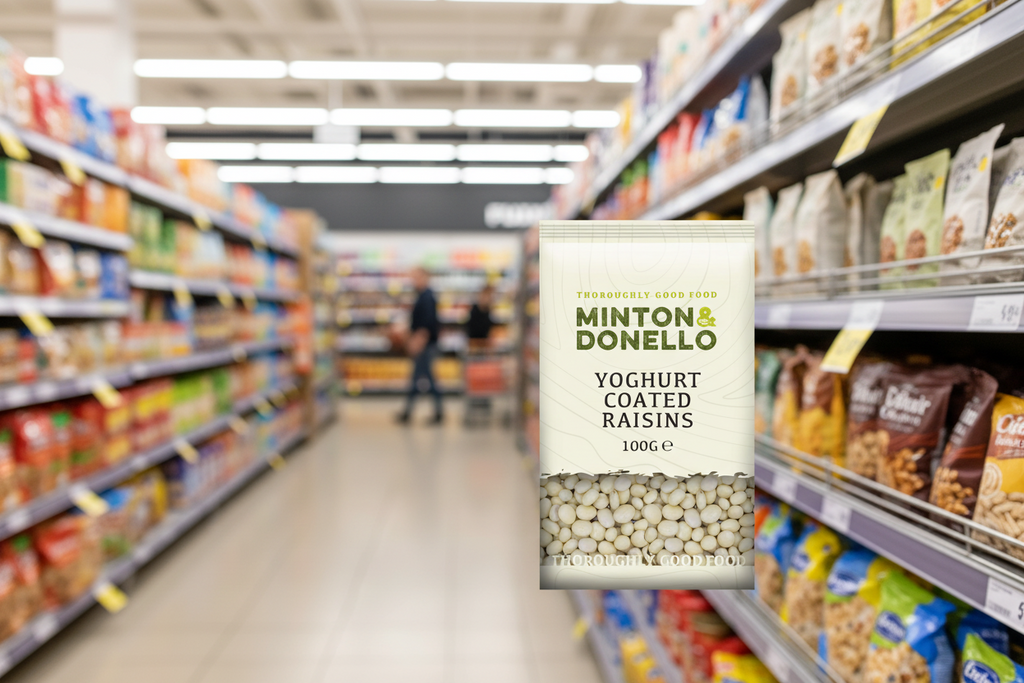 6 x Minton & Donello Yogurt Coated Raisins - 100g