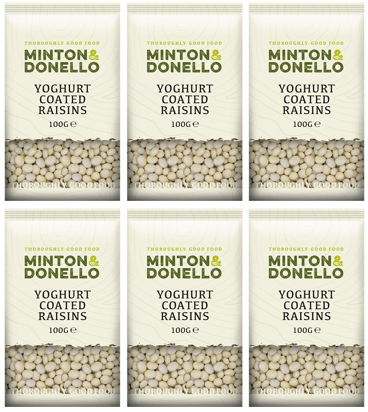 6 x Minton & Donello Yogurt Coated Raisins - 100g