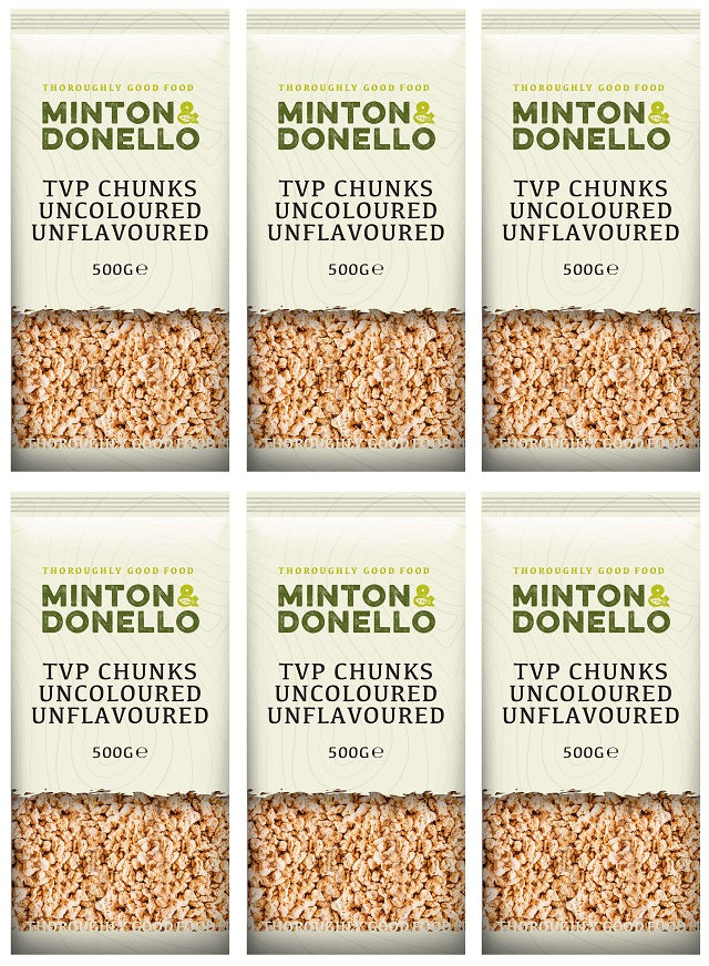 6 x Minton & Donello Tvp Chunks Uncoloured/Unflavoured - 500g