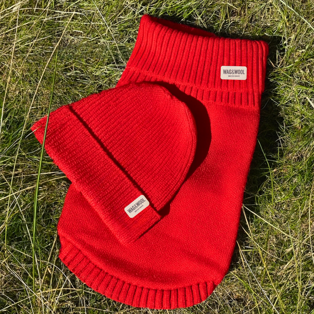Cherry Red British Wool Beanie Hat