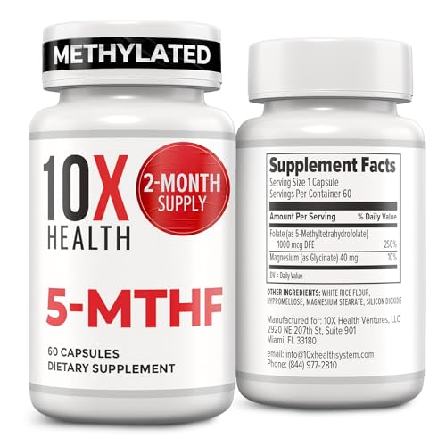 10X Health 5-MTHF Methylfolate with Magnesium | 60 Capsules