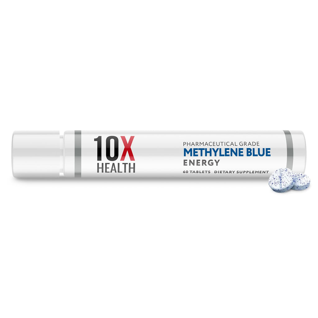 10X Health Methylene Blue Supplement with Black Pepper Extract – 60 Tablets | Energy, Focus & Cognition