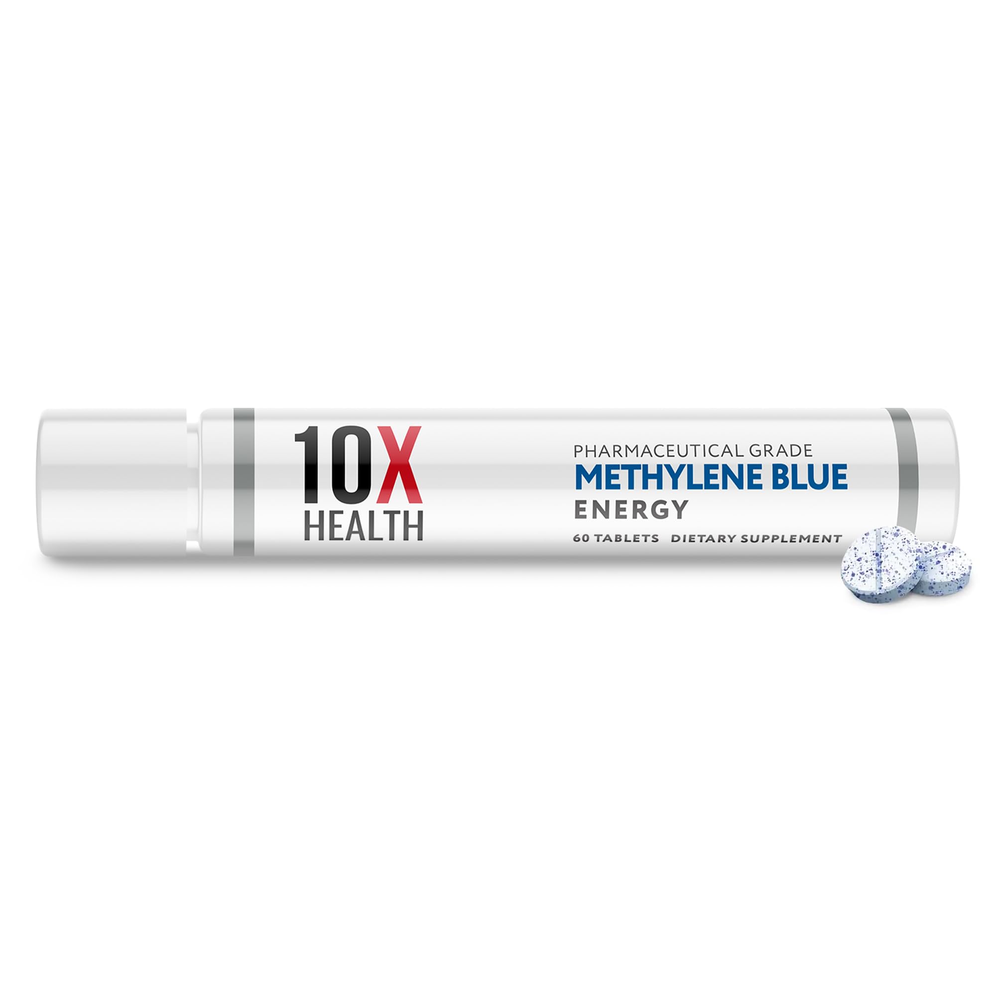 10X Health Methylene Blue Supplement with Black Pepper Extract – 60 Tablets | Energy, Focus & Cognition