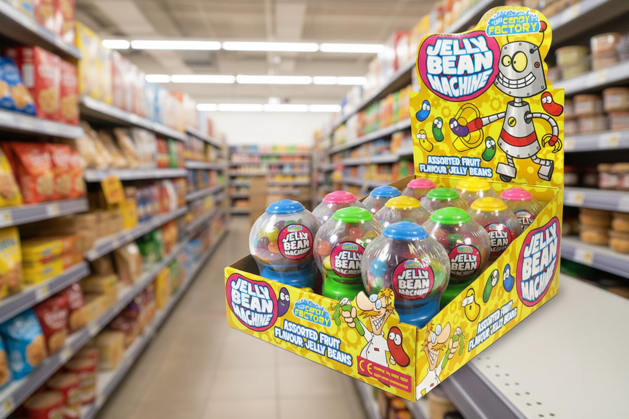 12 x Candy Factory Jelly Bean Machine 50Gm