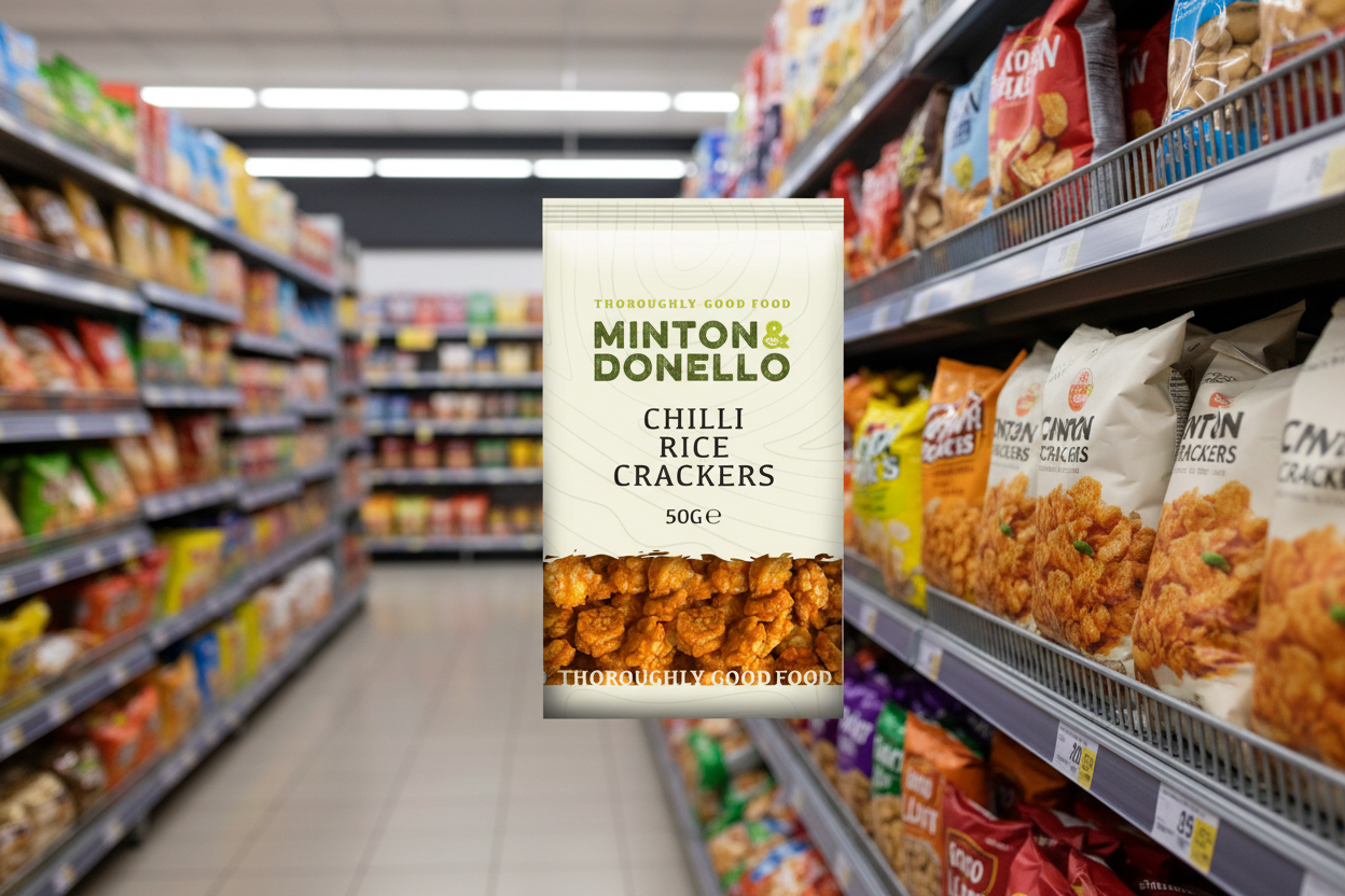 6 x Minton & Donello Chilli Rice Crackers - 50g