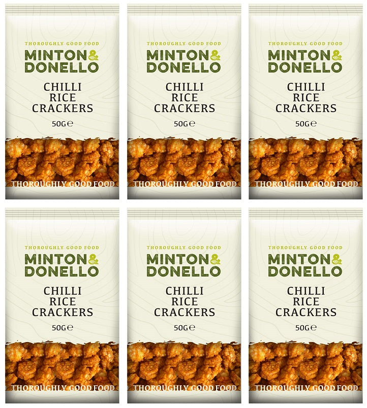 6 x Minton & Donello Chilli Rice Crackers - 50g