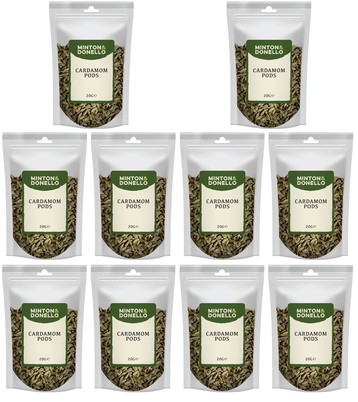 10 x Minton & Donello Cardamom Pods - 20g