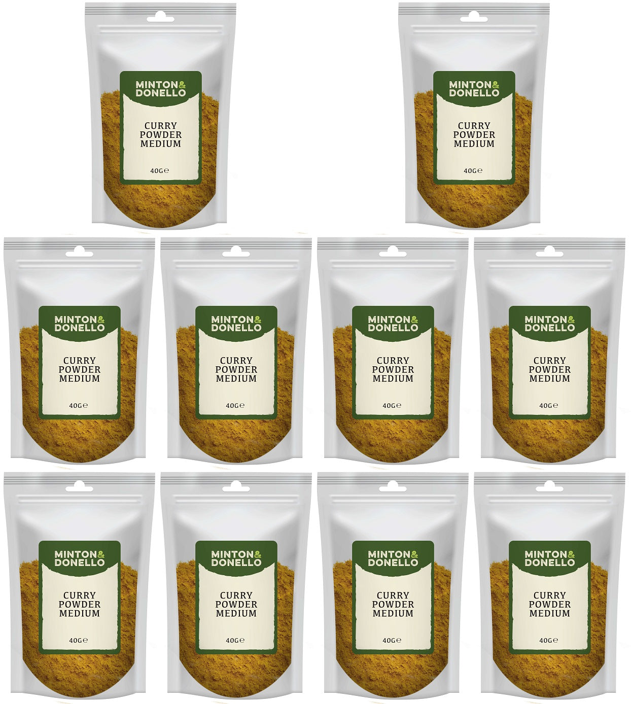 10 x Minton & Donello Curry Powder Medium - 40g