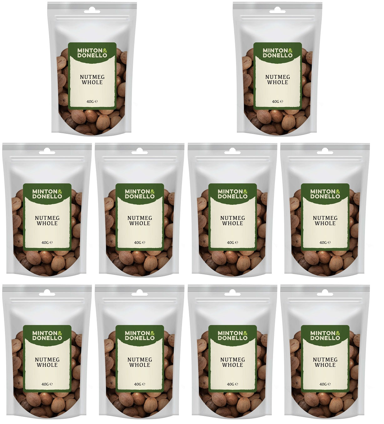 10 x Minton & Donello Nutmeg Whole - 40g