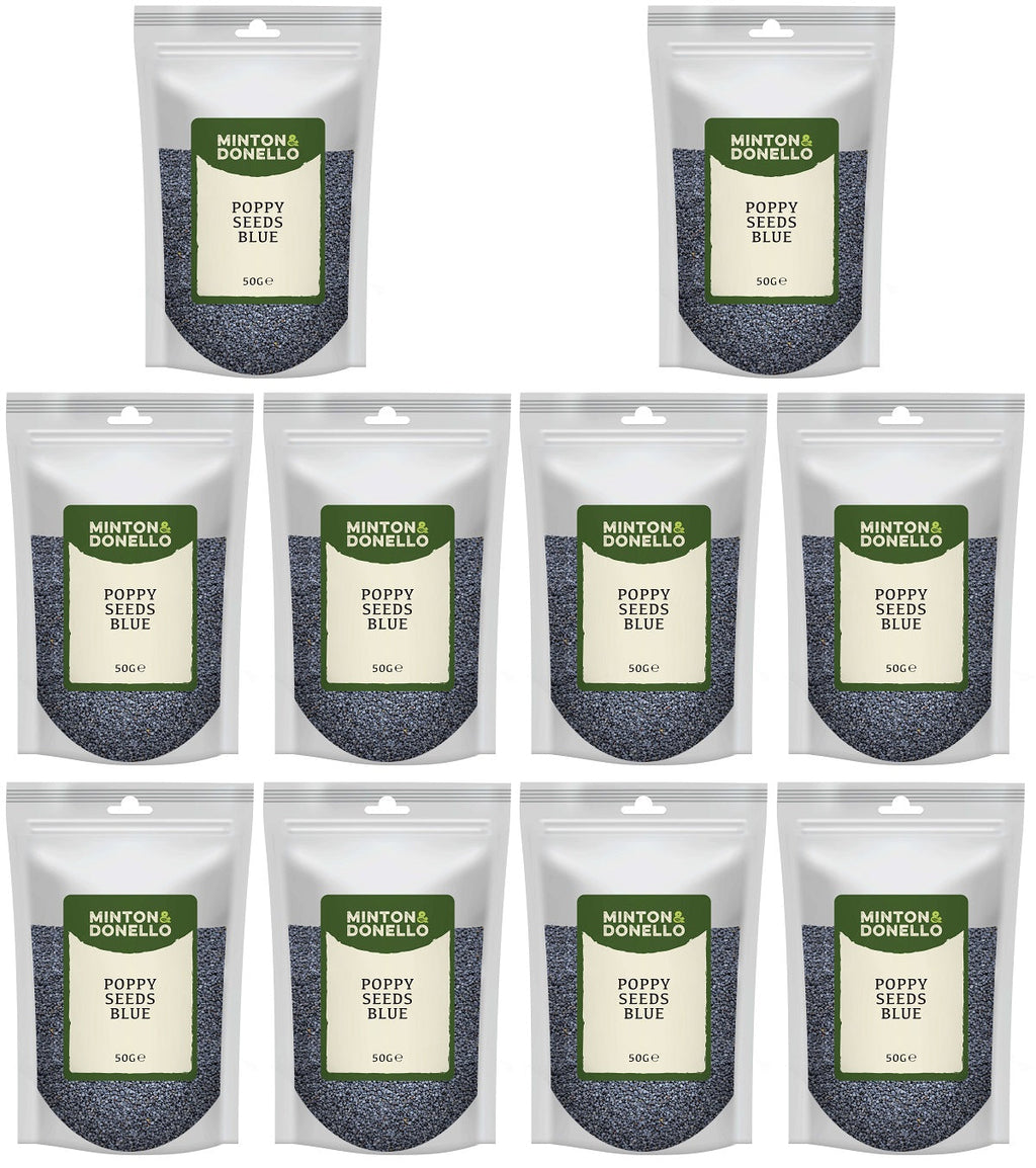 10 x Minton & Donello Poppy Seeds Blue - 50g