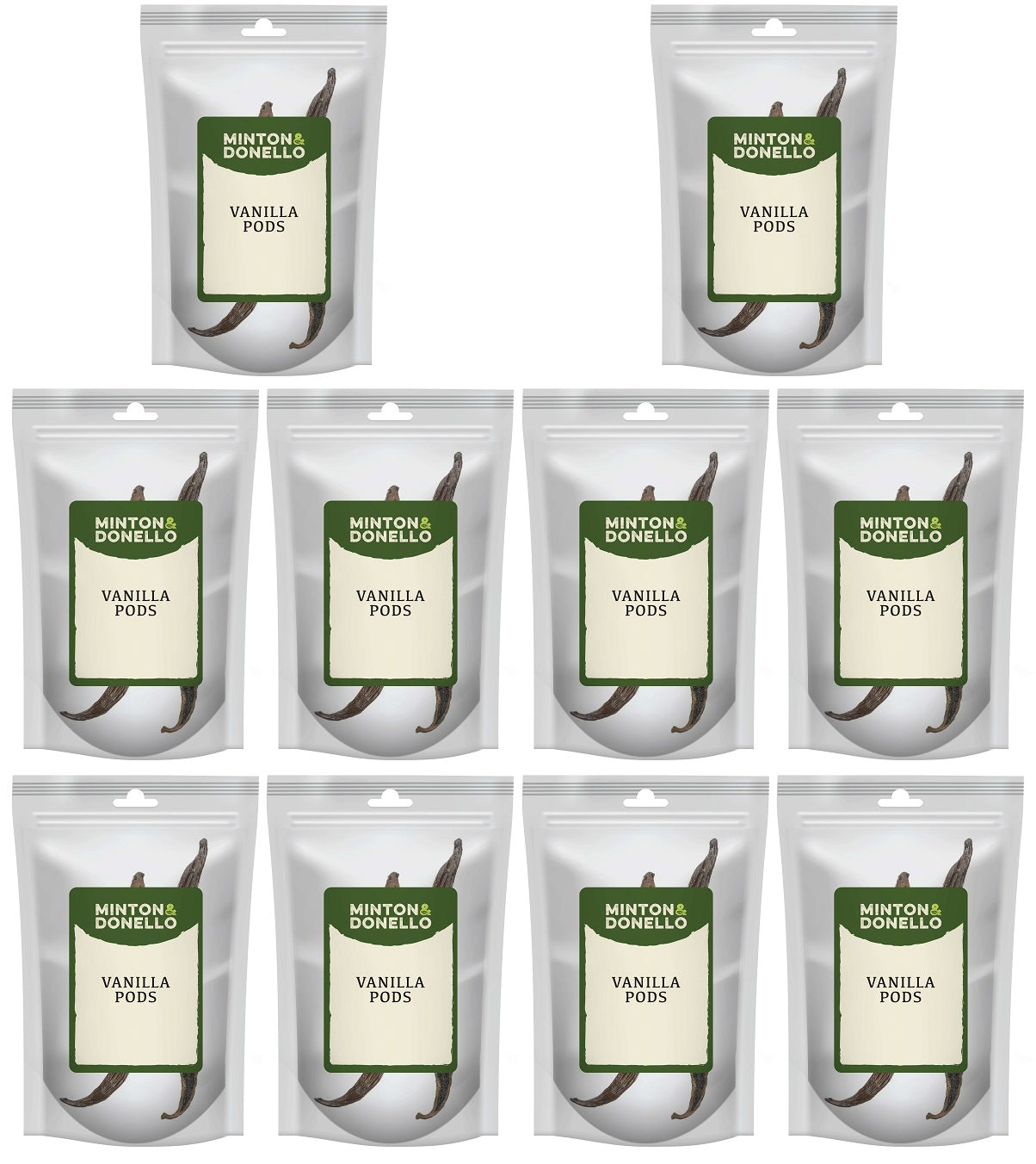 10 x Minton & Donello Vanilla Pods - 2pc