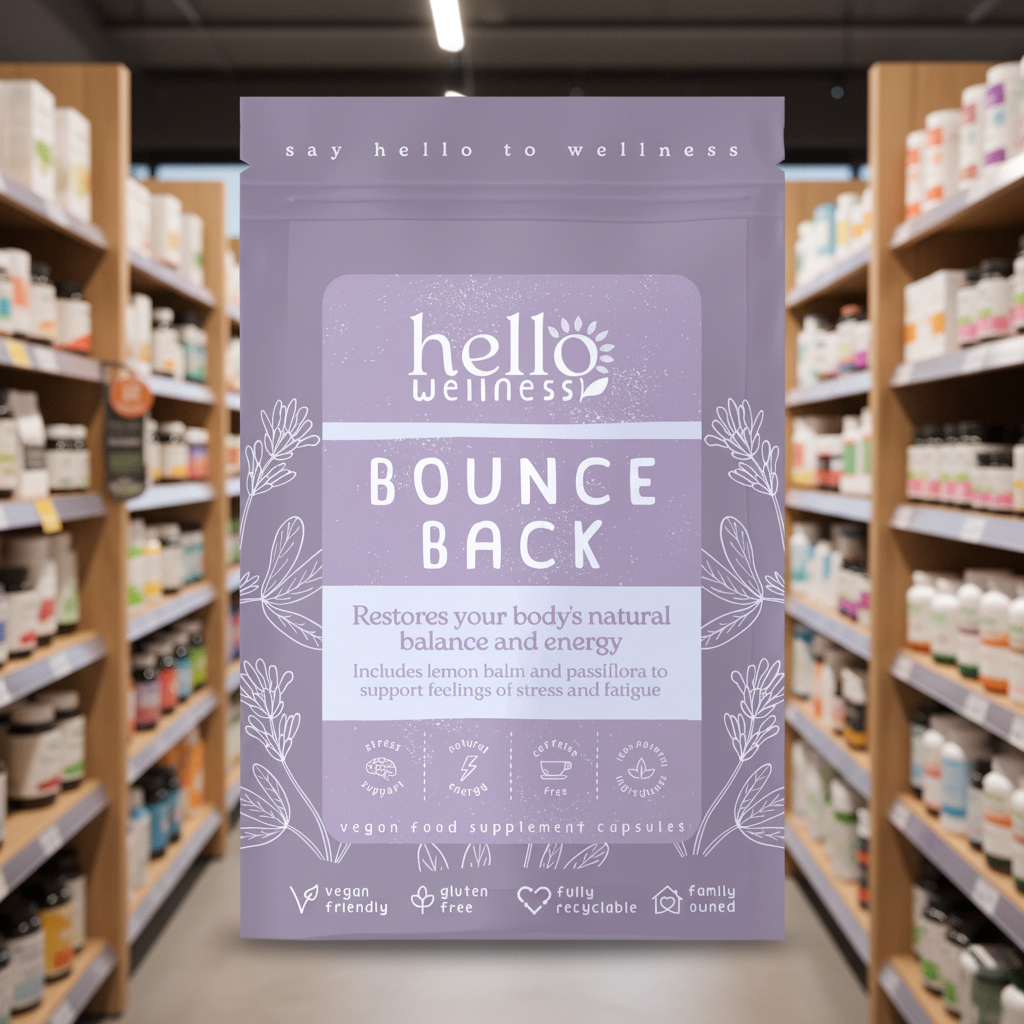 Hello Wellness Bounce Back Nat Calm Energy Herbal - 60caps