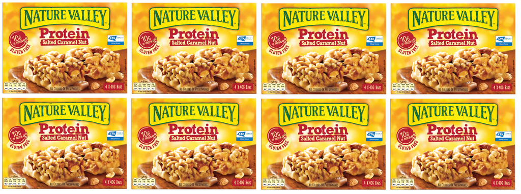 8 x Nature Valley Protein Salted Caramel Nut 4 Pack 160Gm