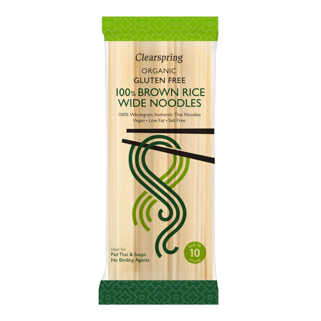 Clearspring Org GF 100% Brown Rice Wide Noodles  - 200g