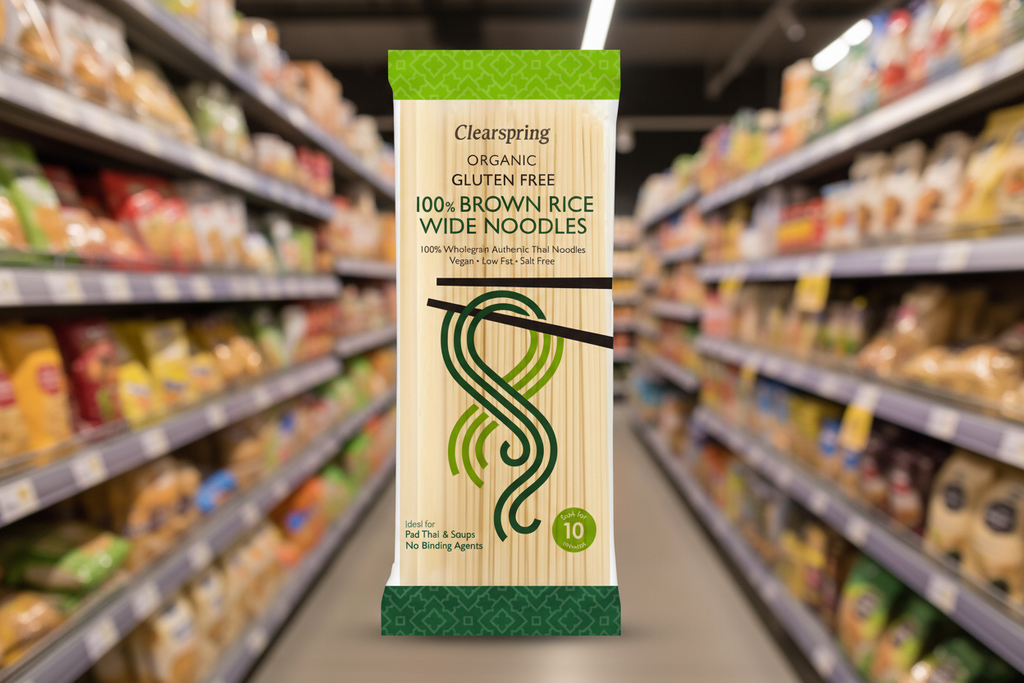 Clearspring Org GF 100% Brown Rice Wide Noodles  - 200g