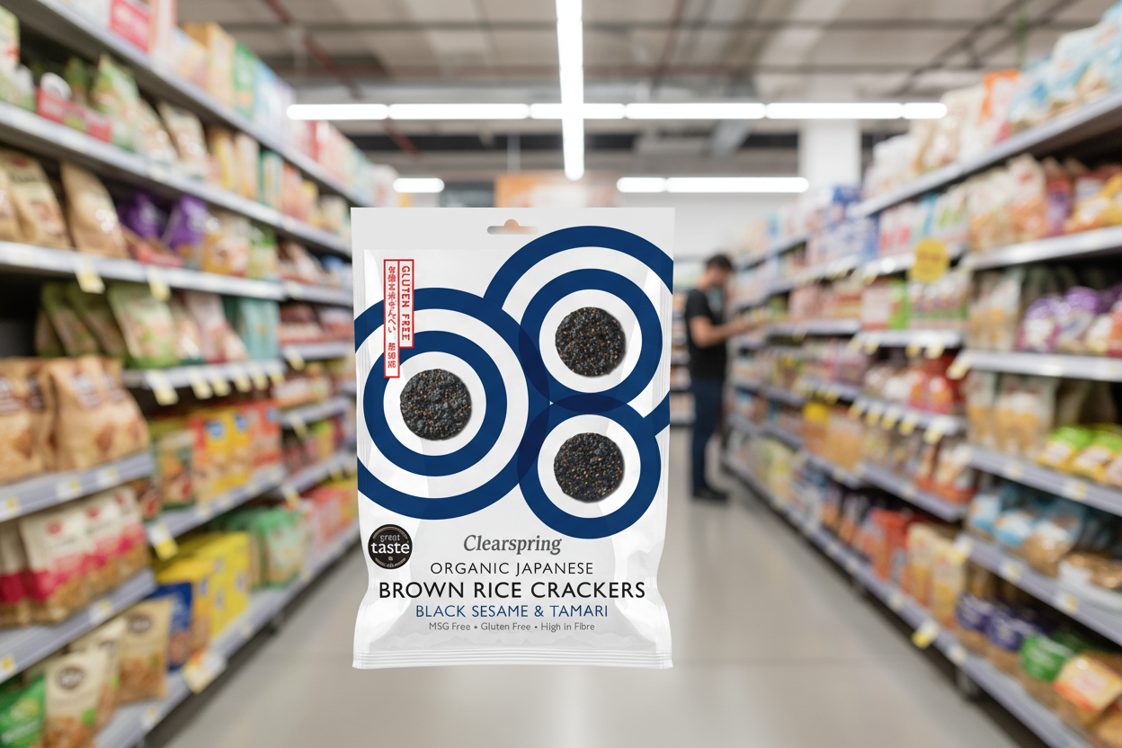 Clearspring Org Brown Rice Crackers - Black Sesame - 40g