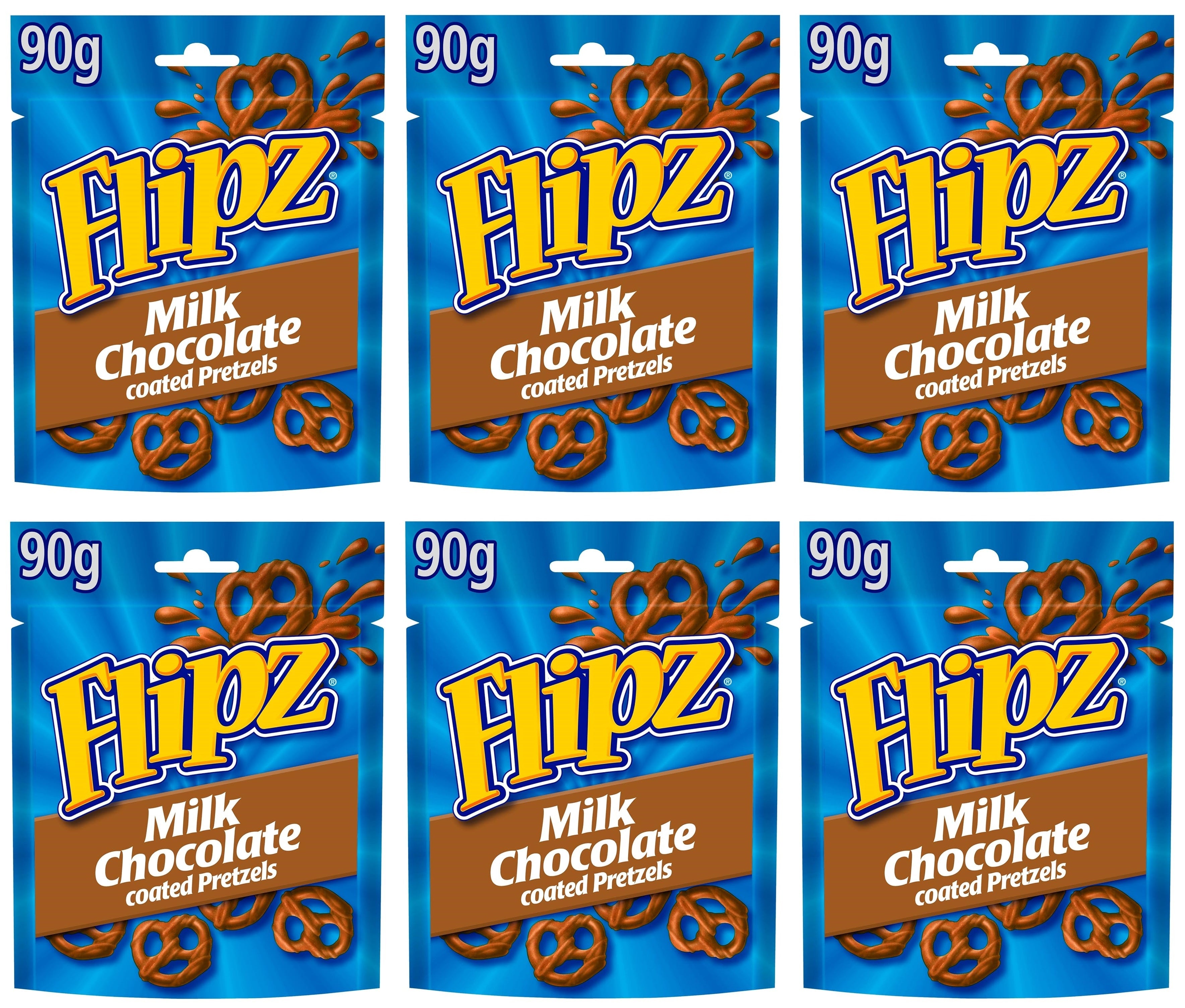 6 x Flipz Milk Chocolate Pretzels - 90g