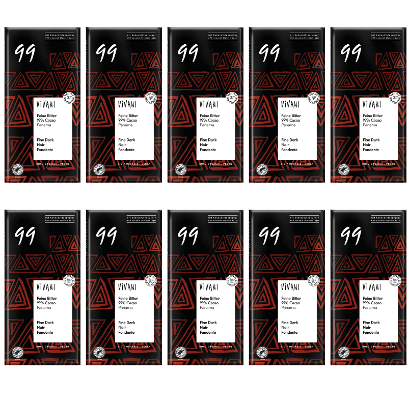 10 x Vivani Fine Dark 99% cocoa Organic - 80g