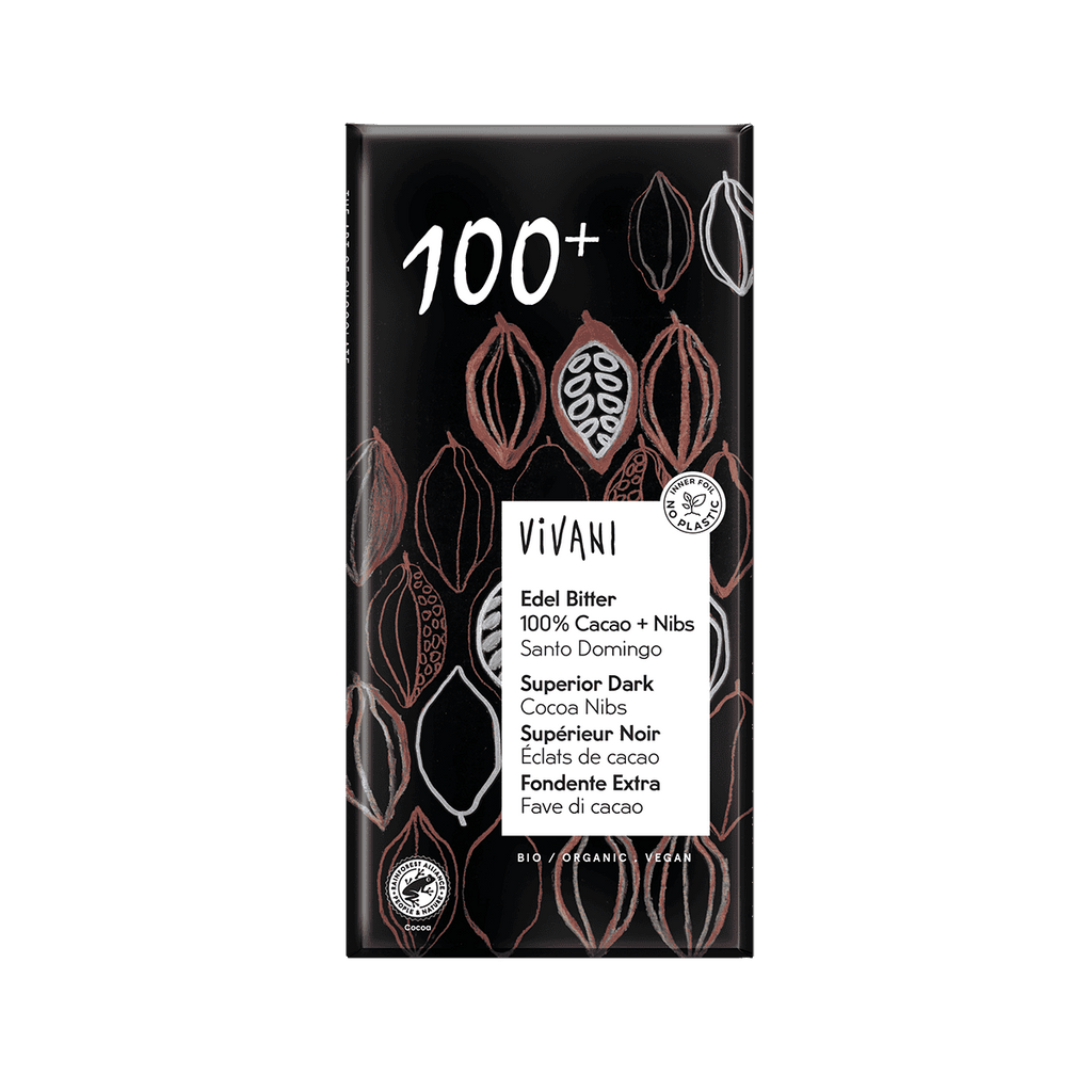 10 x Vivani Superior Dark 100% + cocoa nibs Org - 80g