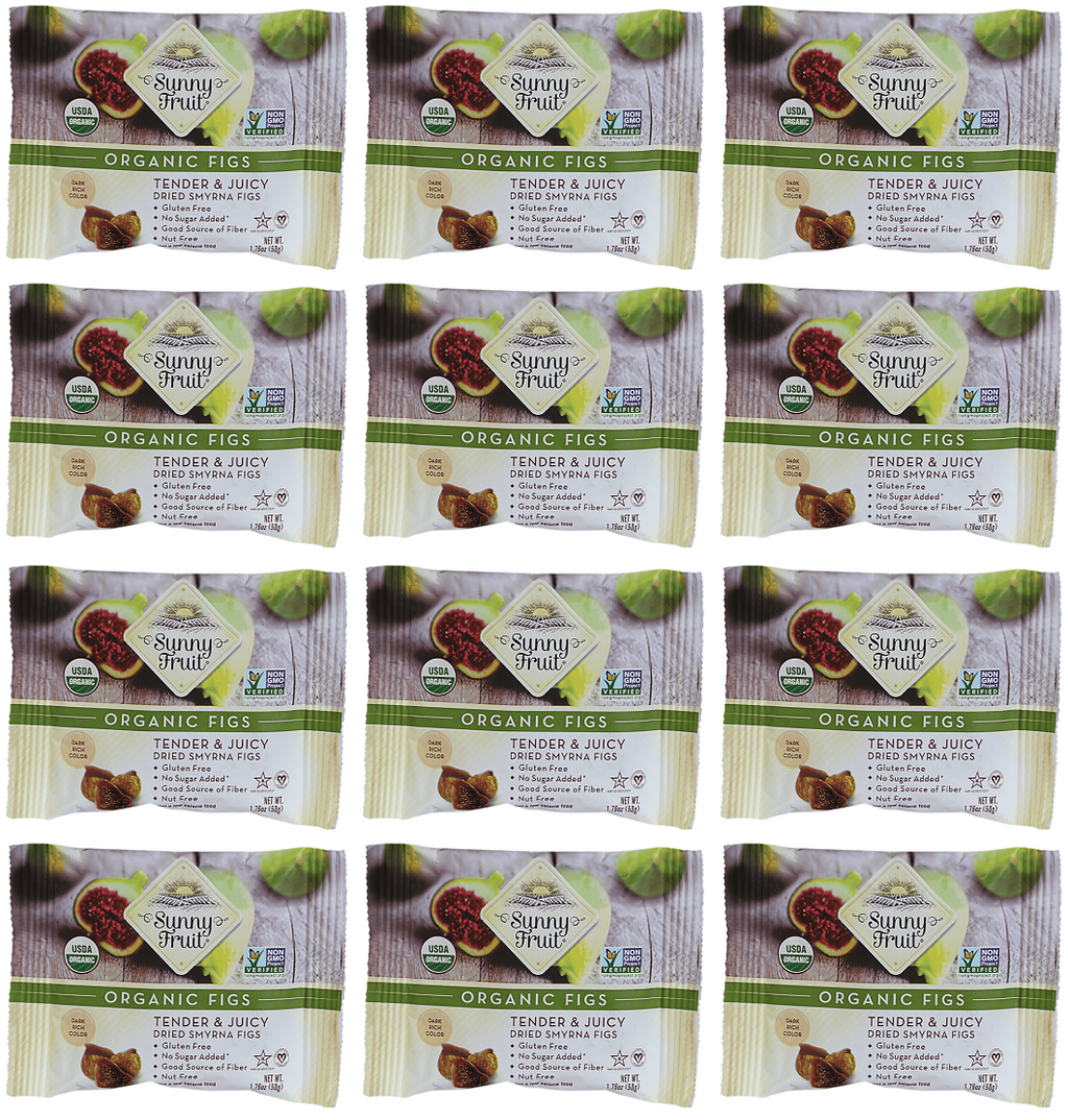 12 x Sunny Fruit Organic Figs Snack Packs - 6x50g