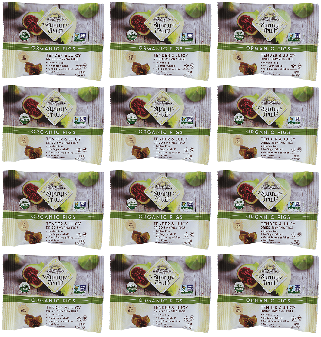 12 x Sunny Fruit Organic Figs Snack Packs - 6x50g