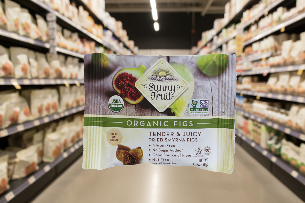 12 x Sunny Fruit Organic Figs Snack Packs - 6x50g