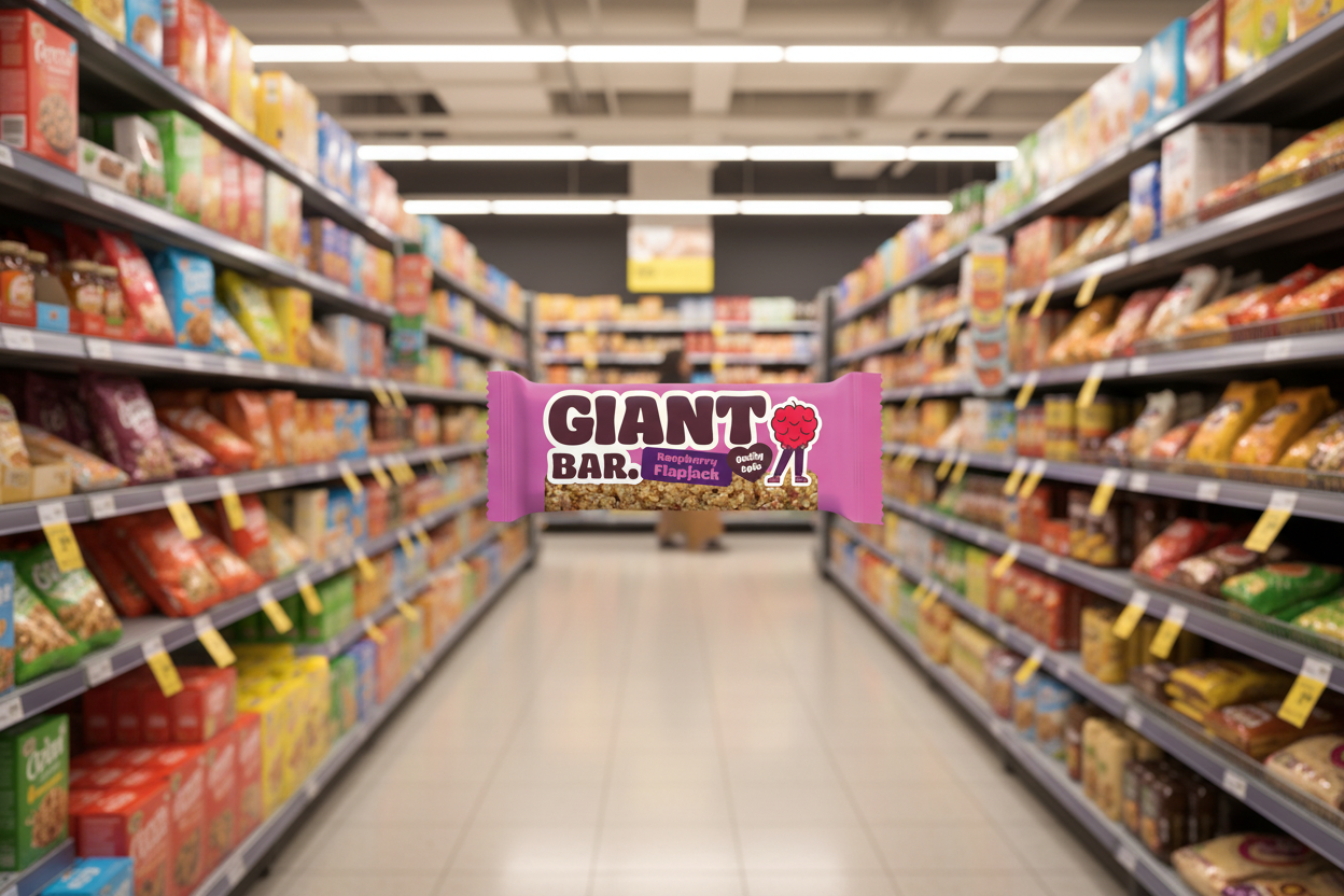 20 x Ma Baker Giant Bar Raspberry Flapjack - 90g