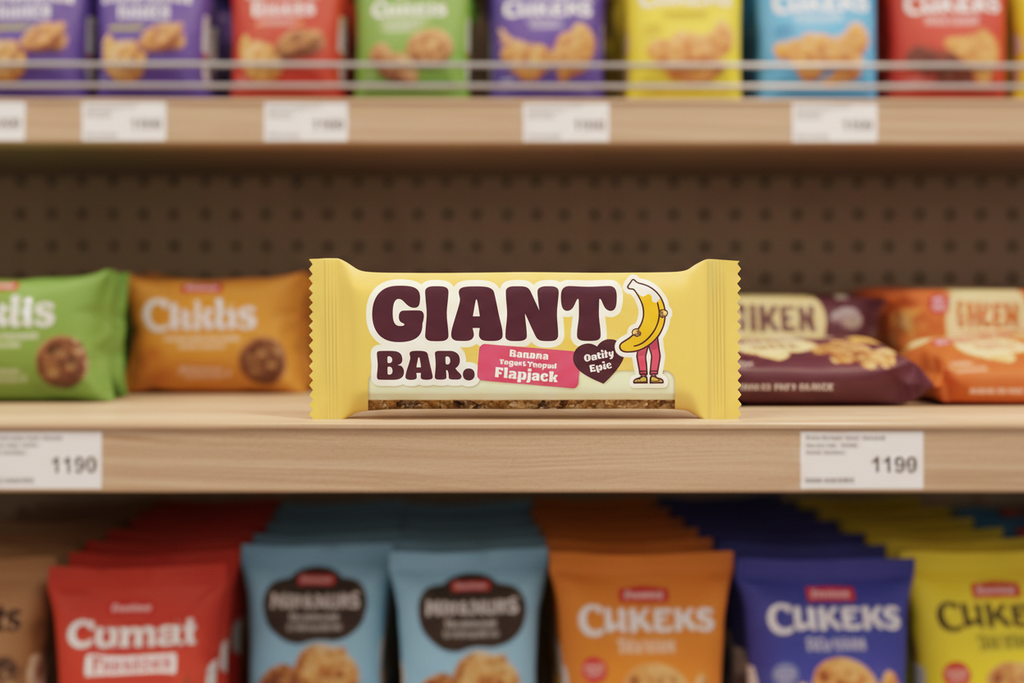20 x Ma Baker Giant Bar Banana Yogurt Topped Flapjack - 90g