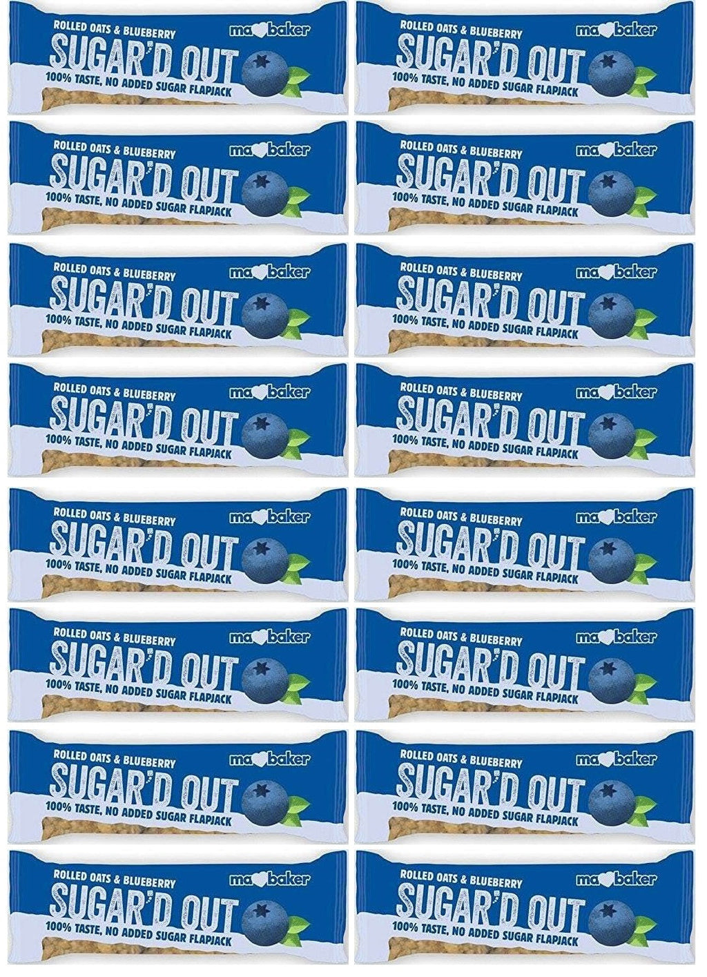 16 x Ma Baker Sugar'd Out B/berry F/jack No Added Sugar - 50g