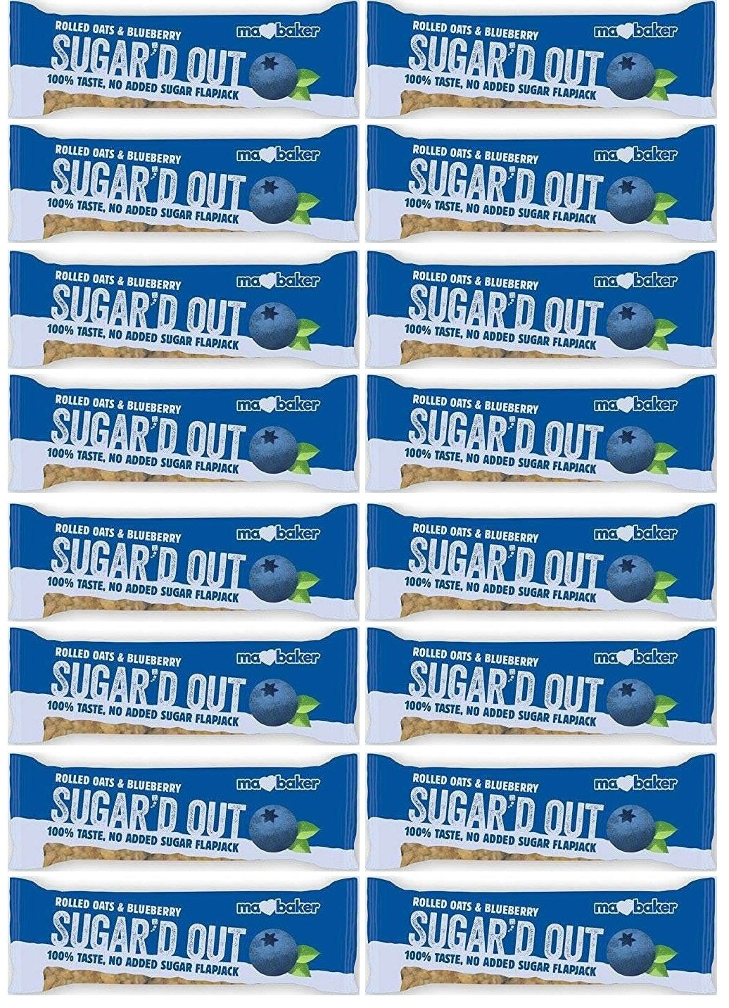 16 x Ma Baker Sugar'd Out B/berry F/jack No Added Sugar - 50g
