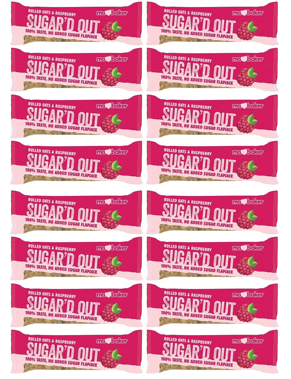 16 x Ma Baker Sugar'd Out R/berry F/jack No Added Sugar - 50g